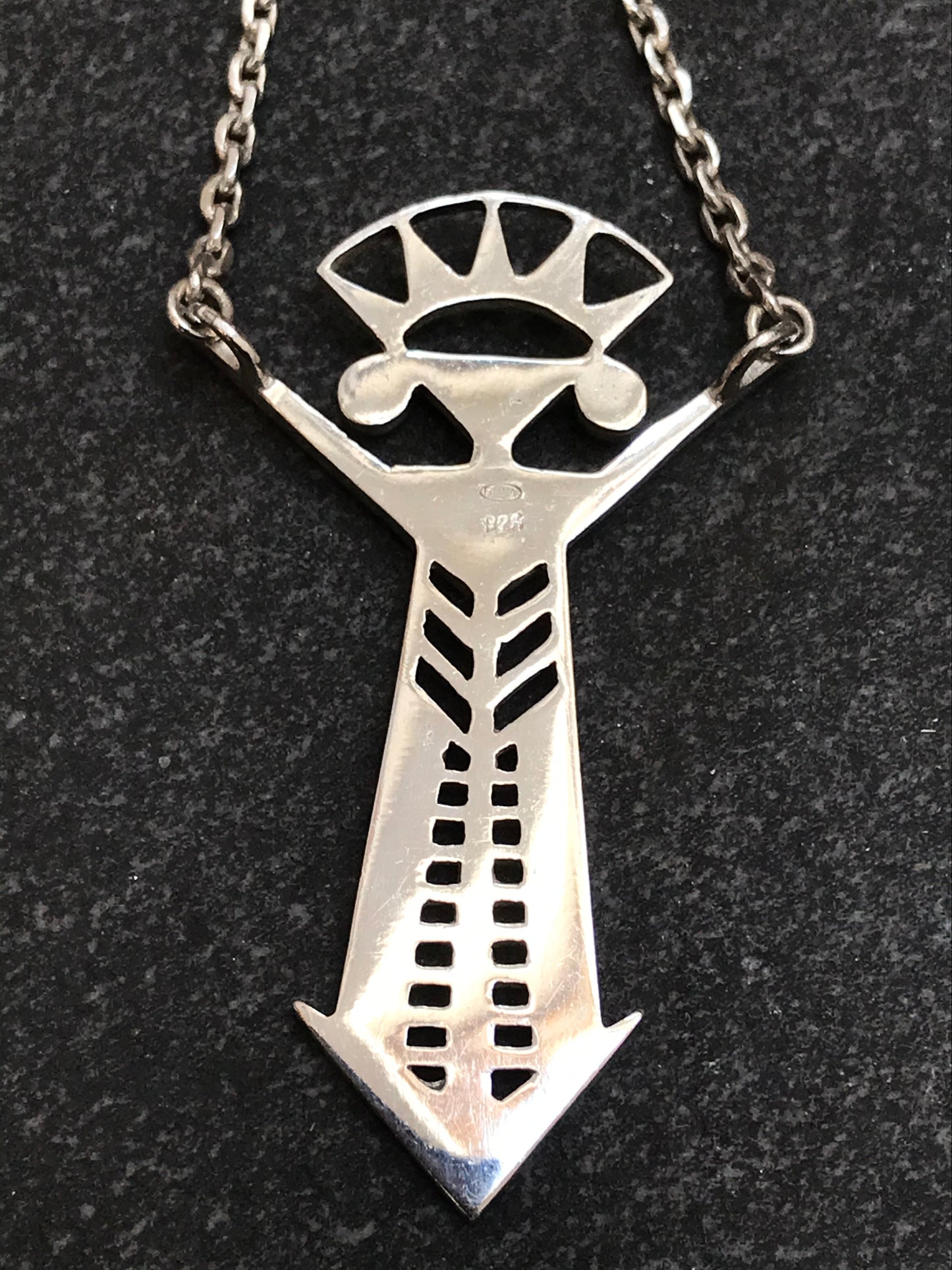 Aztec sterling silver warrior pendant