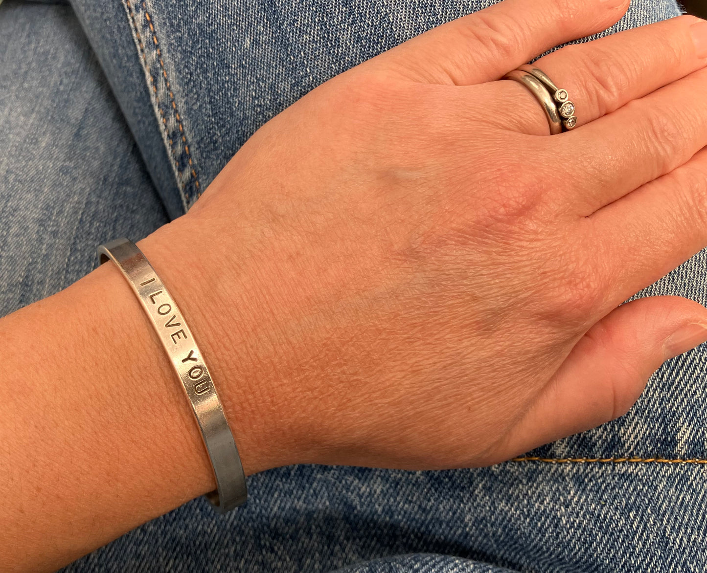 Vintage sterling silver ‘I love you’ bangle