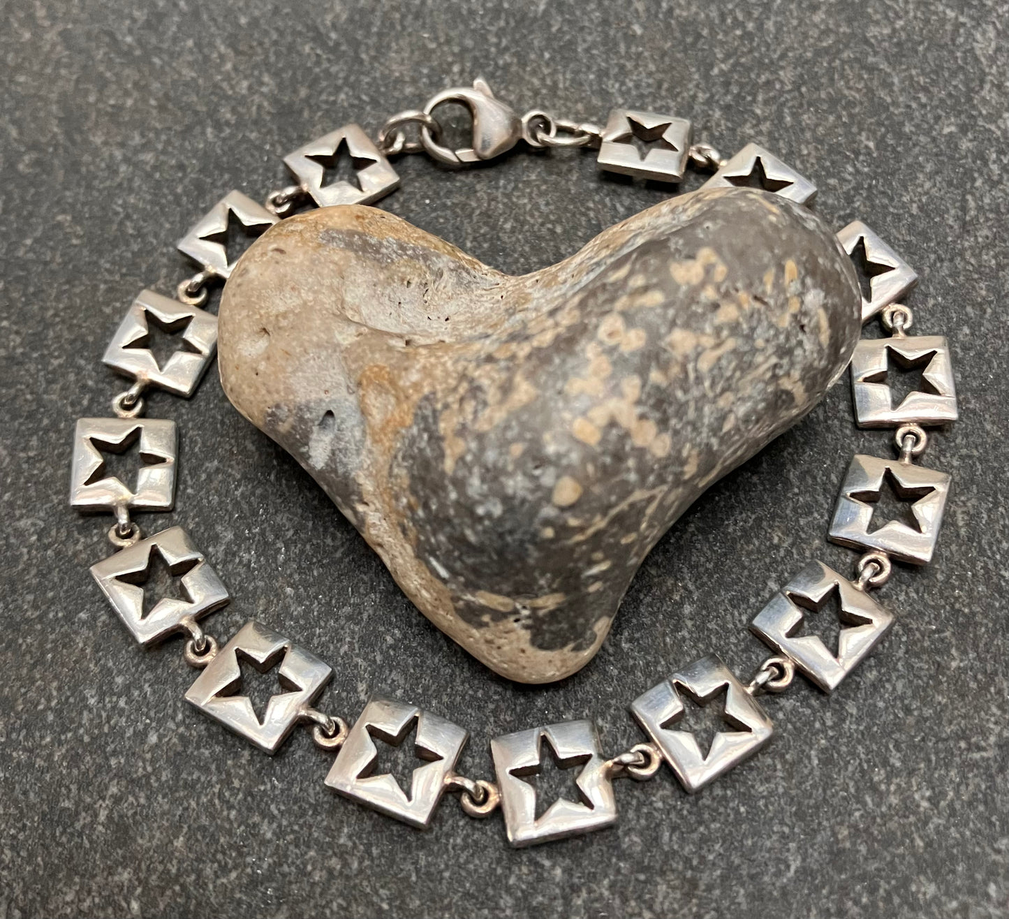 Fantastic vintage sterling star silver bracelet