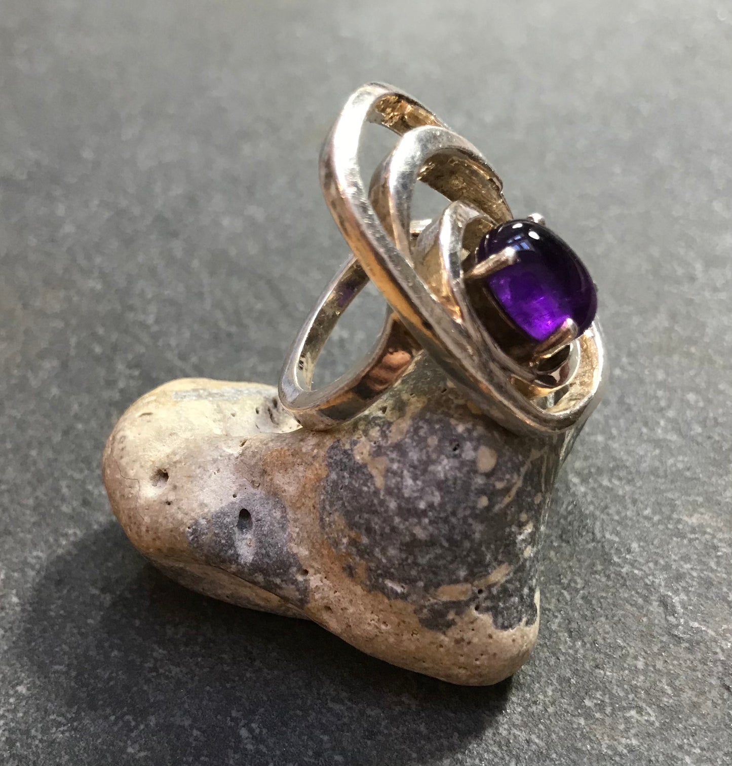 Fabulous Gunnar Thorvald Ekberg Danish sterling silver and Amethyst ring