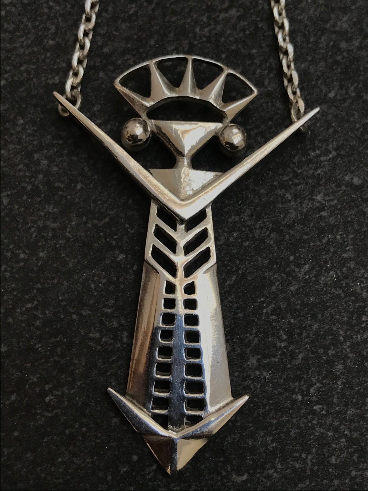 Aztec sterling silver warrior pendant