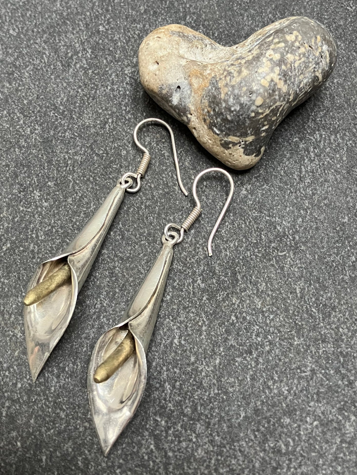 Vintage Mexican sterling silver Lilly earrings