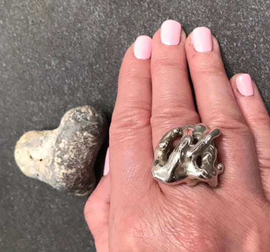 Amazing statement heavy vintage sterling silver ring