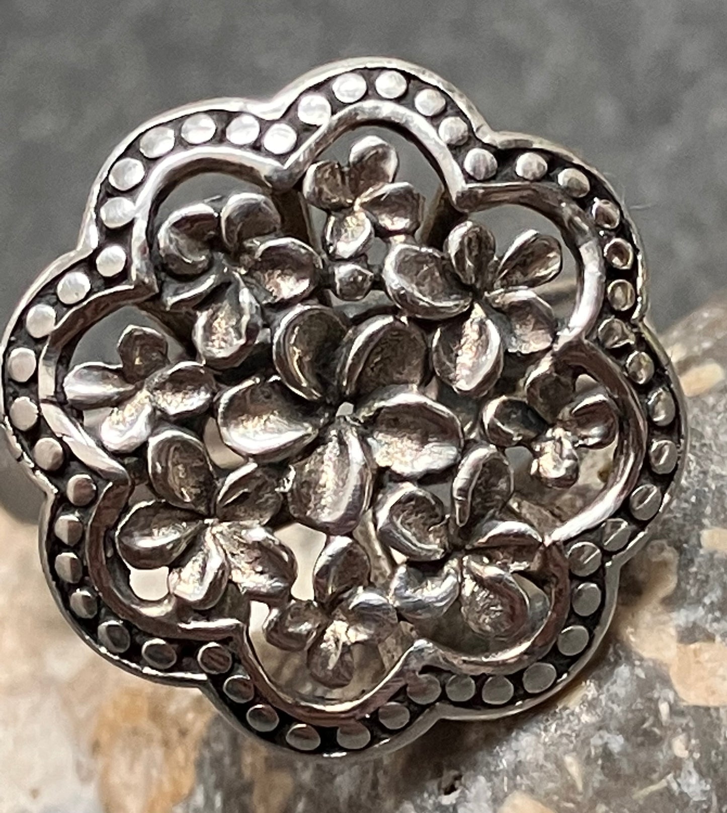 vintage sterling silver cow parsley ring