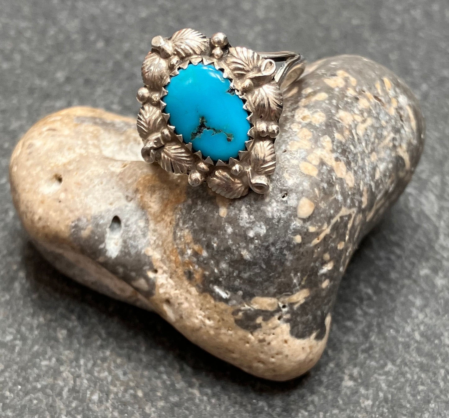 Delicate vintage sterling silver turquoise ring