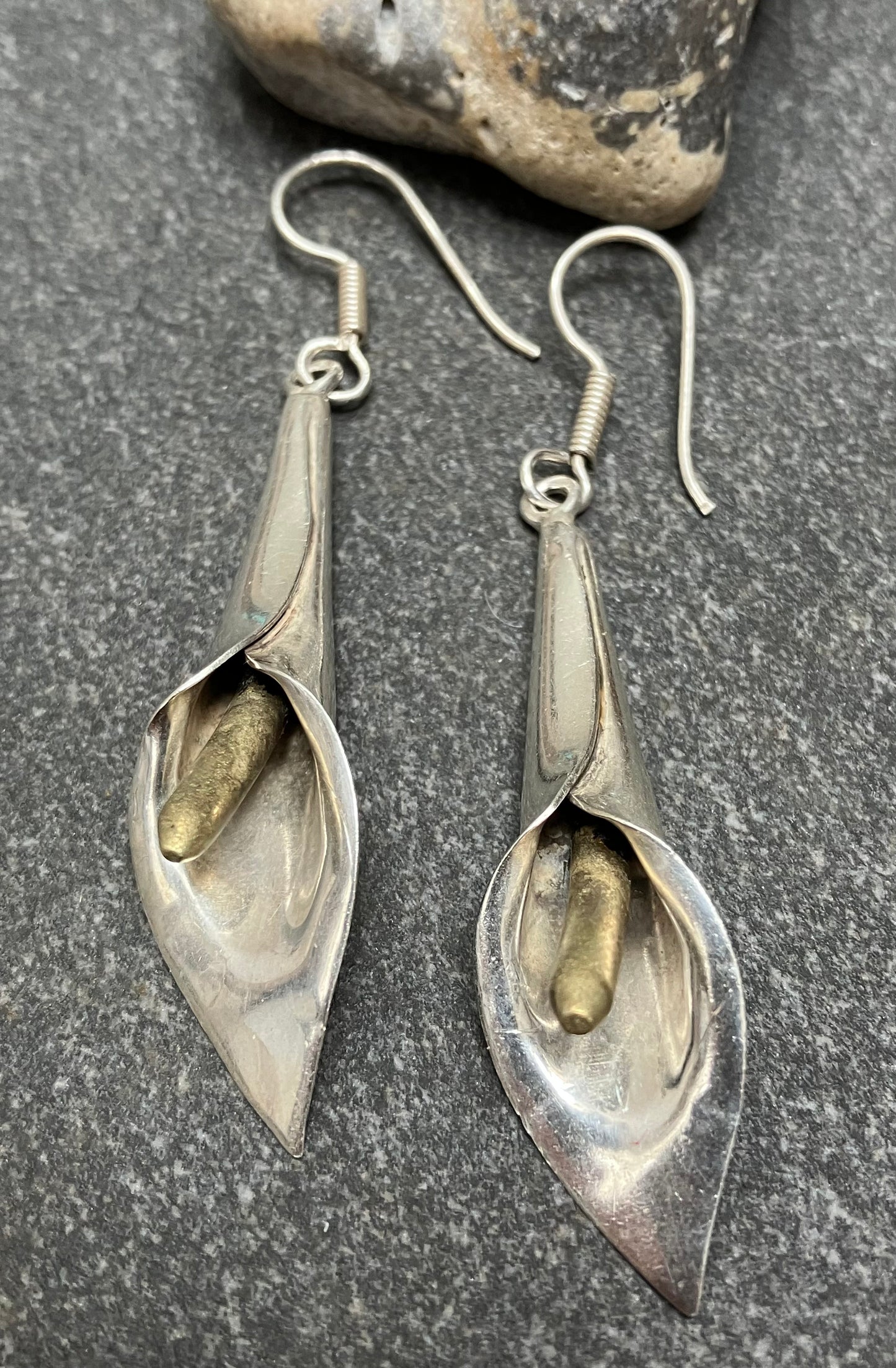 Vintage Mexican sterling silver Lilly earrings