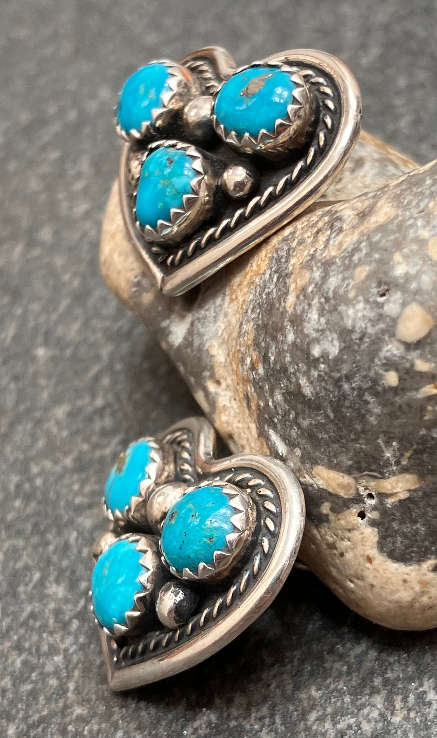 Vintage sterling Native American Zuni heart earrings